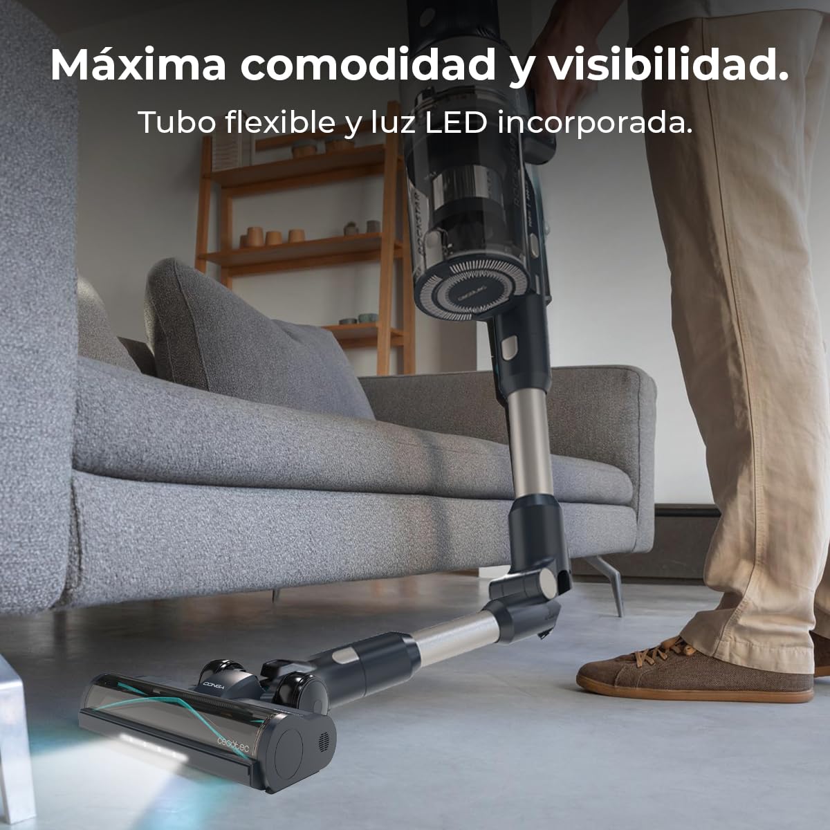 Cecotec Aspiradora Escoba Sin Cable Conga Rockstar 5500 Hurricane Station Flex, MAX 220 AW, 700 W, Base de Autovaciado, hasta 90min de Autonomía, Cepillo antienredos, Tubo Flexible y Ciclón Paralelo