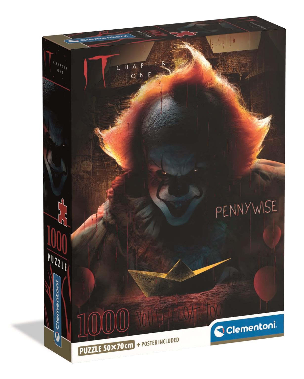 Clementoni Jigsaw Puzzle 1000 pieces, IT Horror Movies, Compact box, Made in Italy, Puzzle for Adults 14-99 Years, Kidult, Gift, 37097