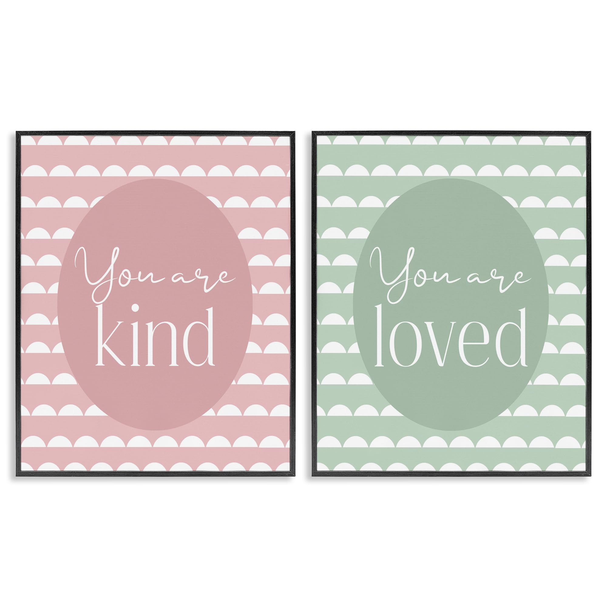 Stupell Industries 'Pastel Kind & Loved', 2pc Framed Giclee Art Set 2, Black, 24 x 30 Inches, Easy to Hang and Sturdy, Made in USA, by Christine Simpson Art
