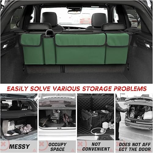 Miniatura 3 de BELOMI Car Trunk Organizer, Auto Waterproof Sturdy Backseat Hanging Large Storage Collapsible Cargo Bag with Anti-Slip Adjustable Strip&4 Pockets,