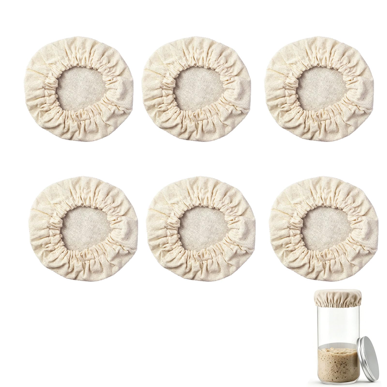 QIHAWN 6 Pack Reusable Sourdough Jar Covers for Kombucha Fermentation Jars