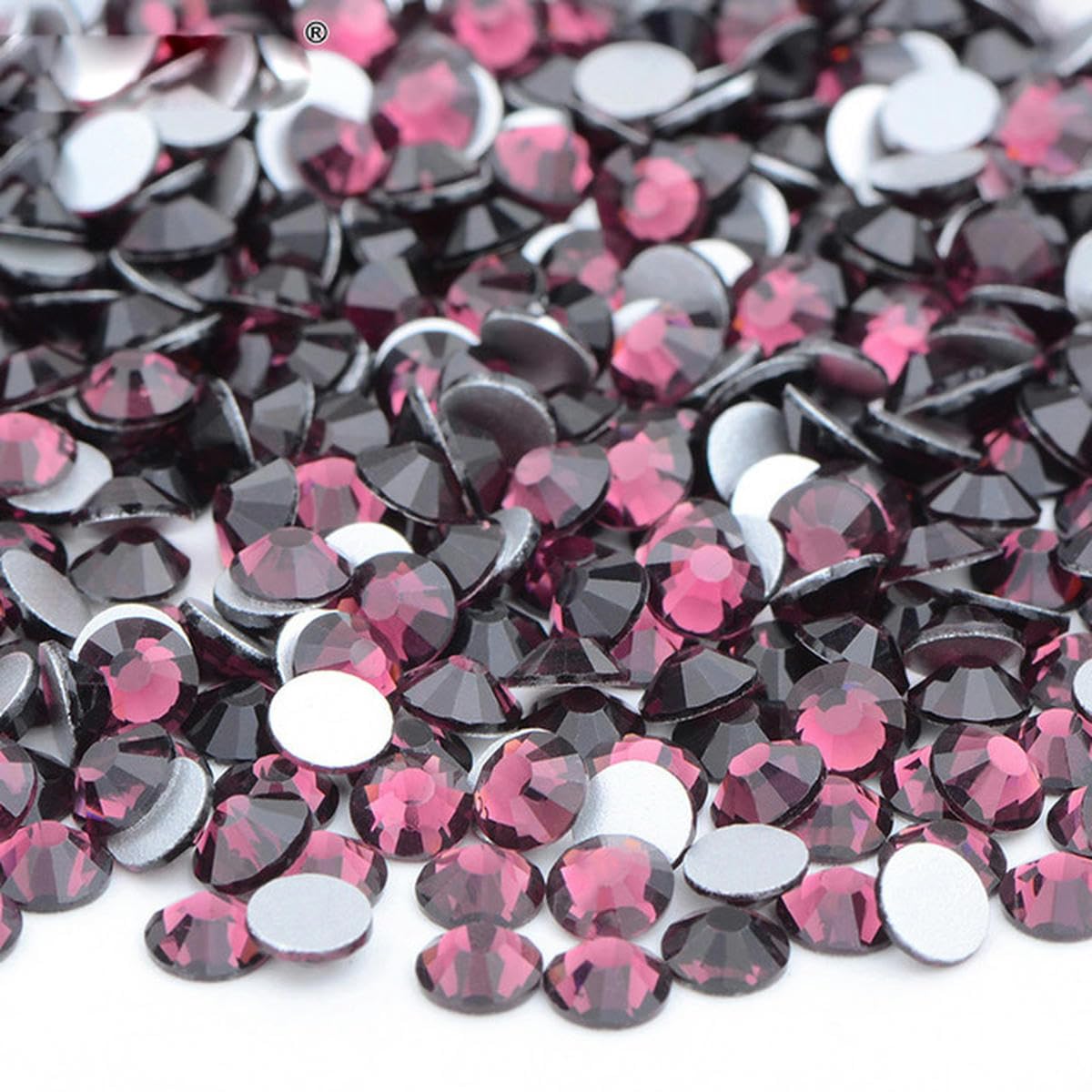 Bulk 100 Gross SS6 8 10 12 16 20 30 Diamantes de imitación de Cristal con Parte Posterior Plana Negra Pegamento para decoración de uñas en Piedra Strass-20 Amethyst-ss6 100gr 14400pcs