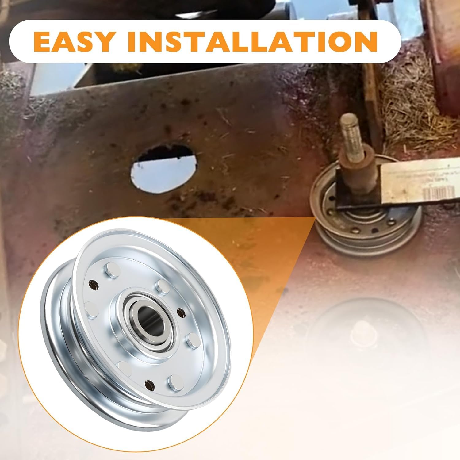 164090 Idler Flat Pulley Compatible with RFM Series 4' 5' 6' Finish Mowers, Lawn Tractor Pulley Replaces King Kutter Part, 4 Pack