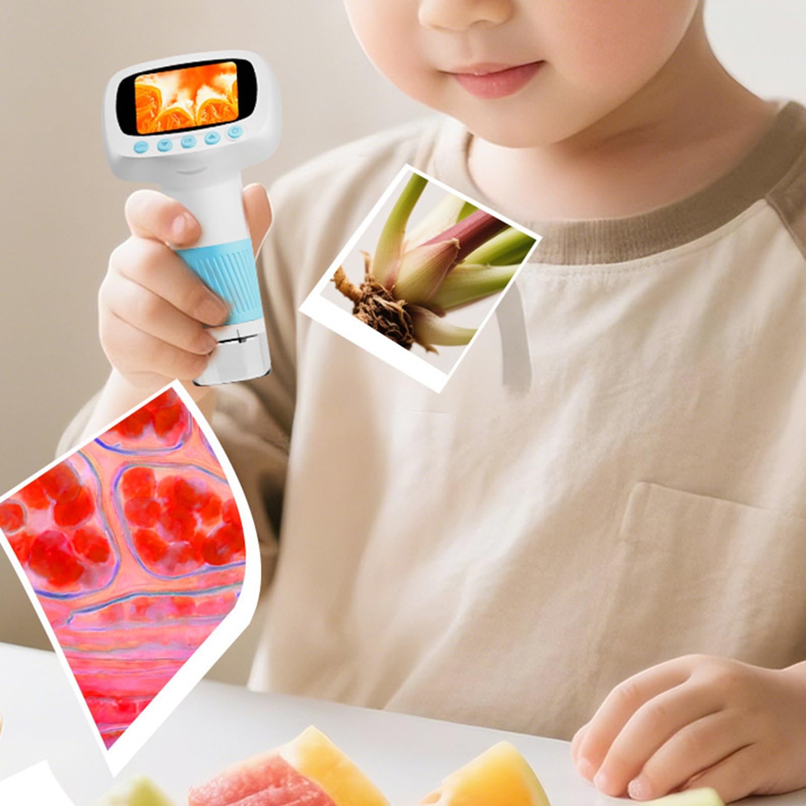 Topiky Kit Microscopio per Bambini, Microscopio Digitale 1080P HD con Supporto, Fotocamera Portatile e Timer, Microscopi Portatili da Esterno per Bambini, Blu CM5