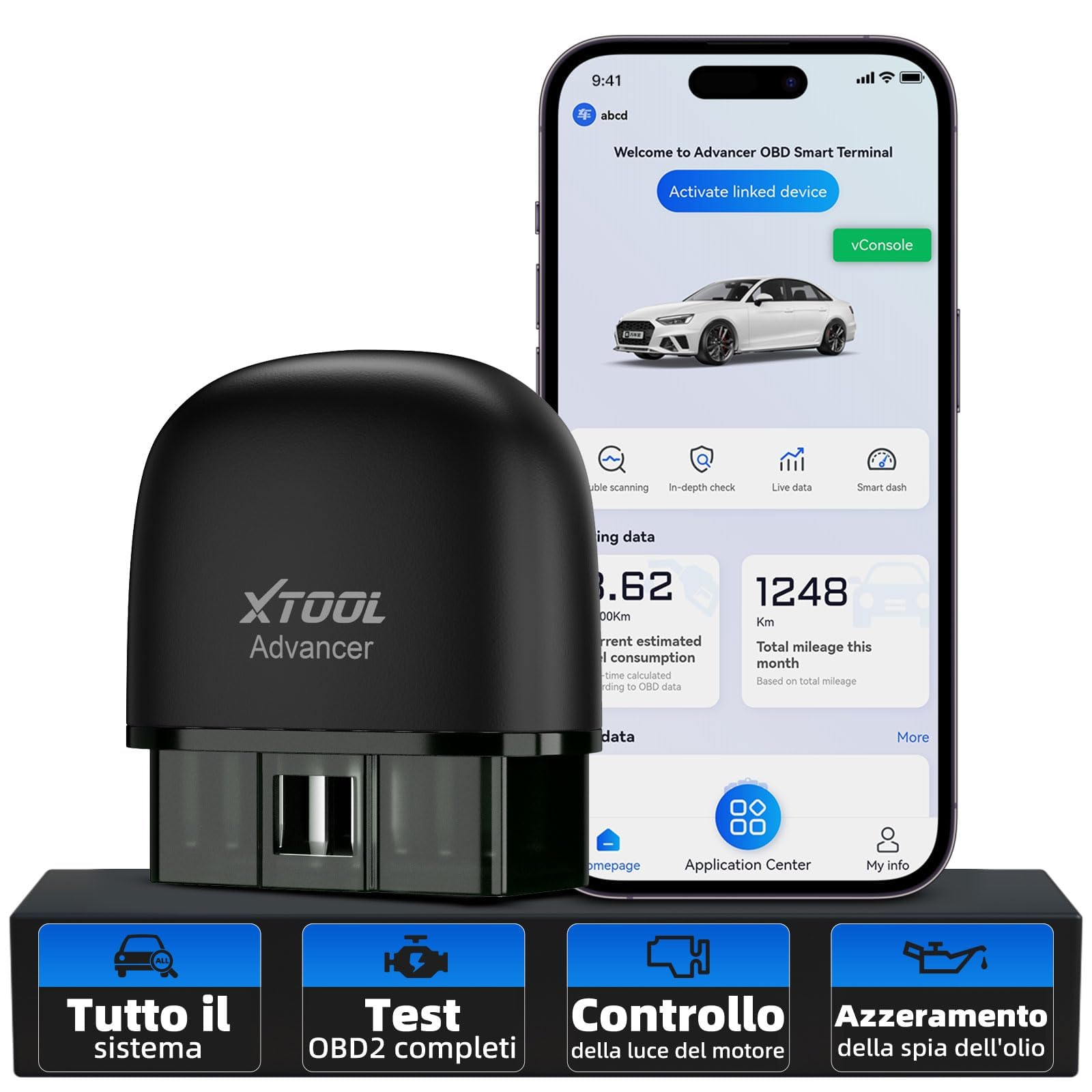 XTOOL AD20 Pro OBD2 Auto Diagnostica Wireless Diagnosi Italiano per iOS e Android, Diagnosi Auto Professionale con Scansione Completa dei Sistemi, aggiornamento a vita