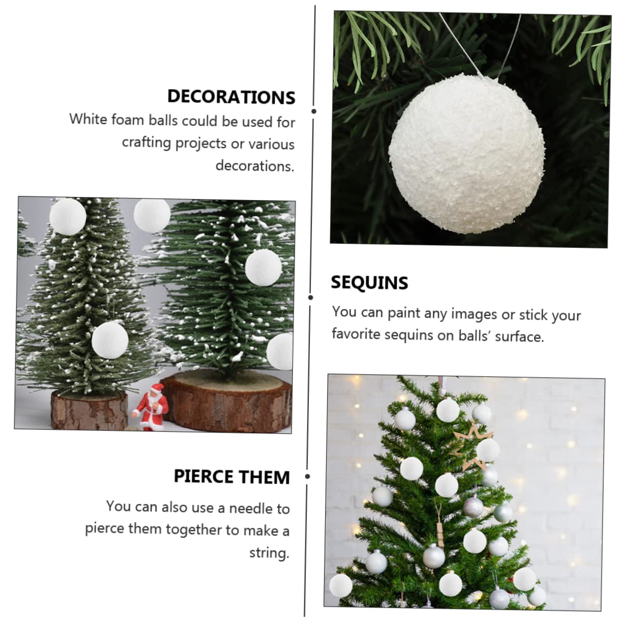 EXCEART 18 Piezas Bola De Nieve De Navidad Colgantes De Bolas De Nieve Bolas De Espuma para Manualidades DIY Bola Colgante De Navidad Bola De Navidad Artesanía Paseo El Plastico