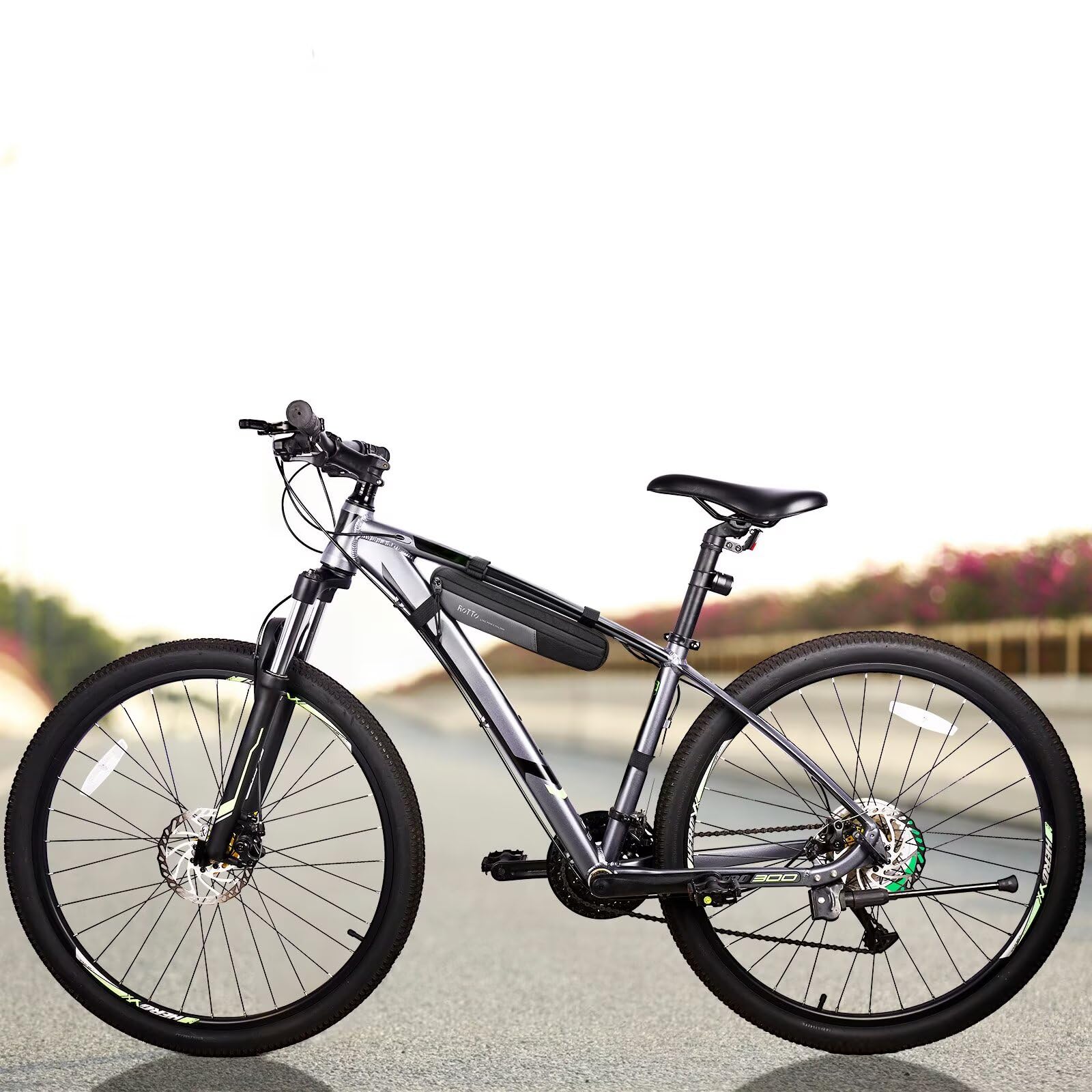 ROTTO Torba na ramę rowerową trójkątna torba pod górną rurką z kieszenią siatkową 1,2 l do roweru MTB Ebike Road Bike