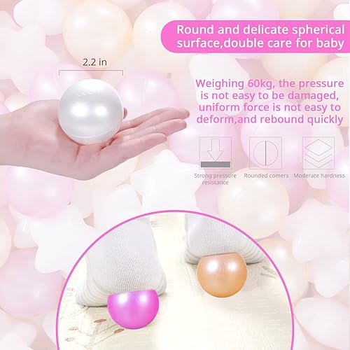 Miniatura 9 de Pelotas de plástico suave, 100 bolas de juguete de plástico para niños, regalo ideal para cumpleaños de bebé pequeño, Navidad, tienda de campaña de