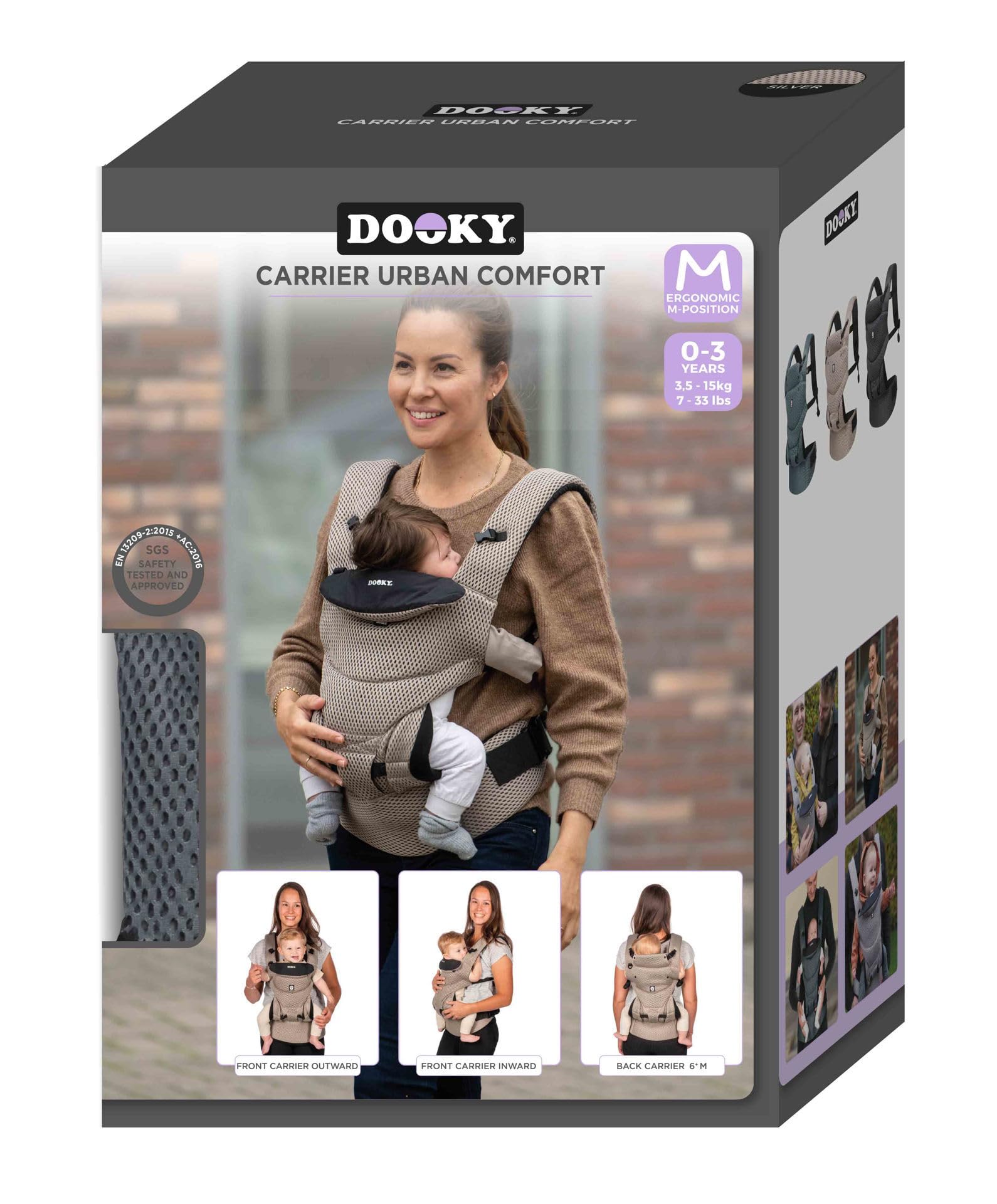 Portabebés ergonómico Dooky Urban Comfort (adecuado desde el nacimiento 0-3 años y 3,5-15 kg, ideal como primeros auxilios para el bebé, tres opciones de transporte diferentes), Grey sapphire