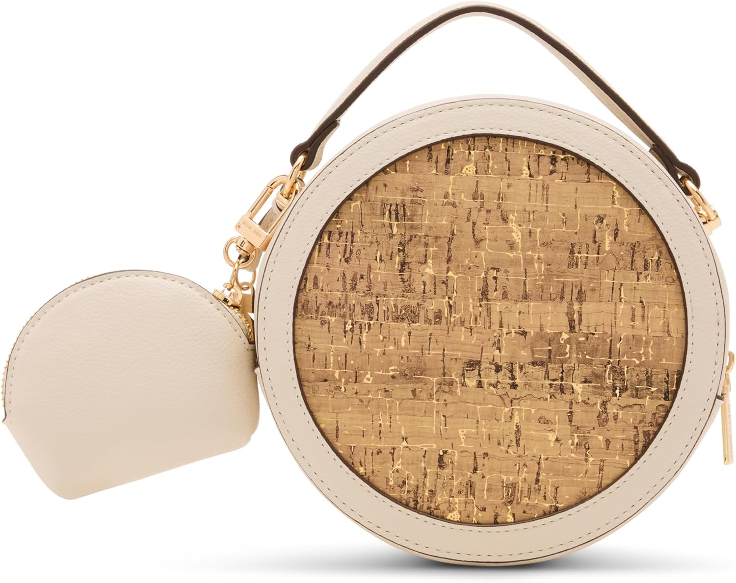 Anne Klein Womens Cork Circle Bag with Convertible Strap, Parchment