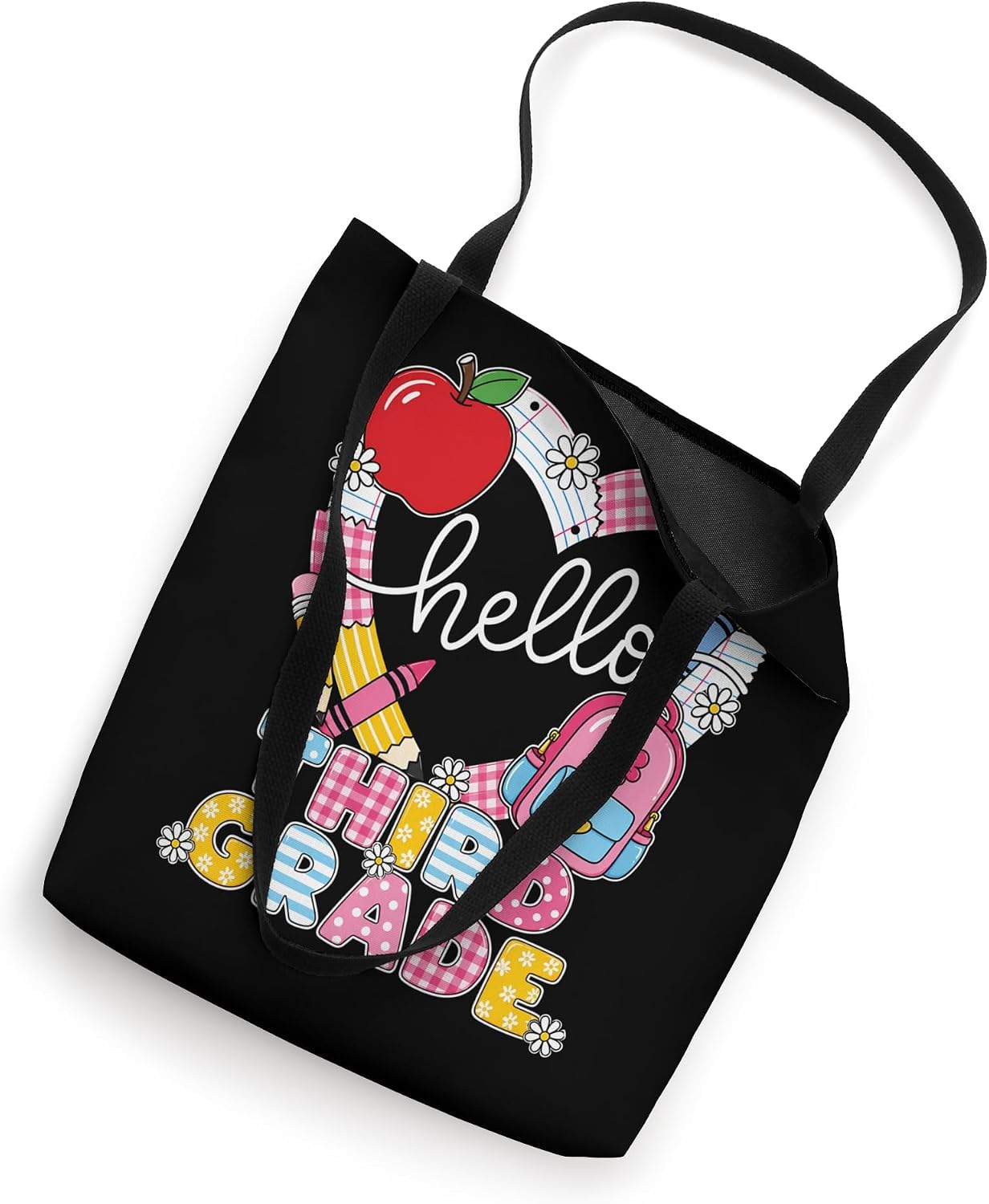 Kids Hello 3rd Grade Back To School Cute Girls Third Grader Tote Bag image 2