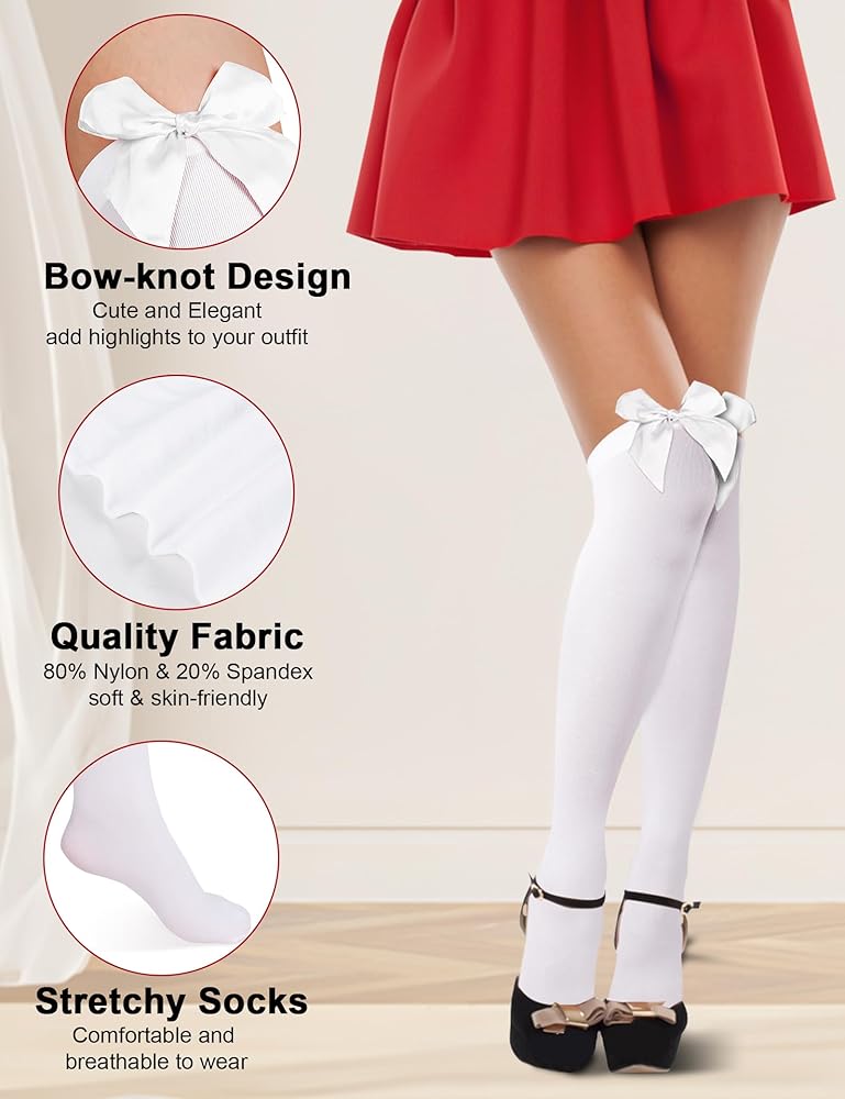 Calze Autoreggenti Con Fiocco - 2 Paia Parigine Sexy Per Donne - Foto 8