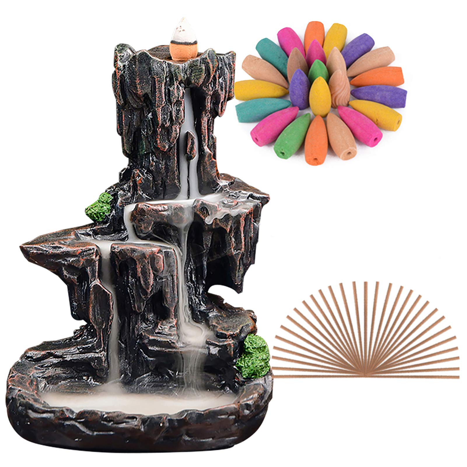 Spacekeeper Ceramic Backflow Incense Holder Waterfall Incense Burner Aromatherapy Ornament Home Decor With 100 Backflow Incense Cones Free 20 Incense Stick Blue Set Mountain Incense Holders Amazon Com Au
