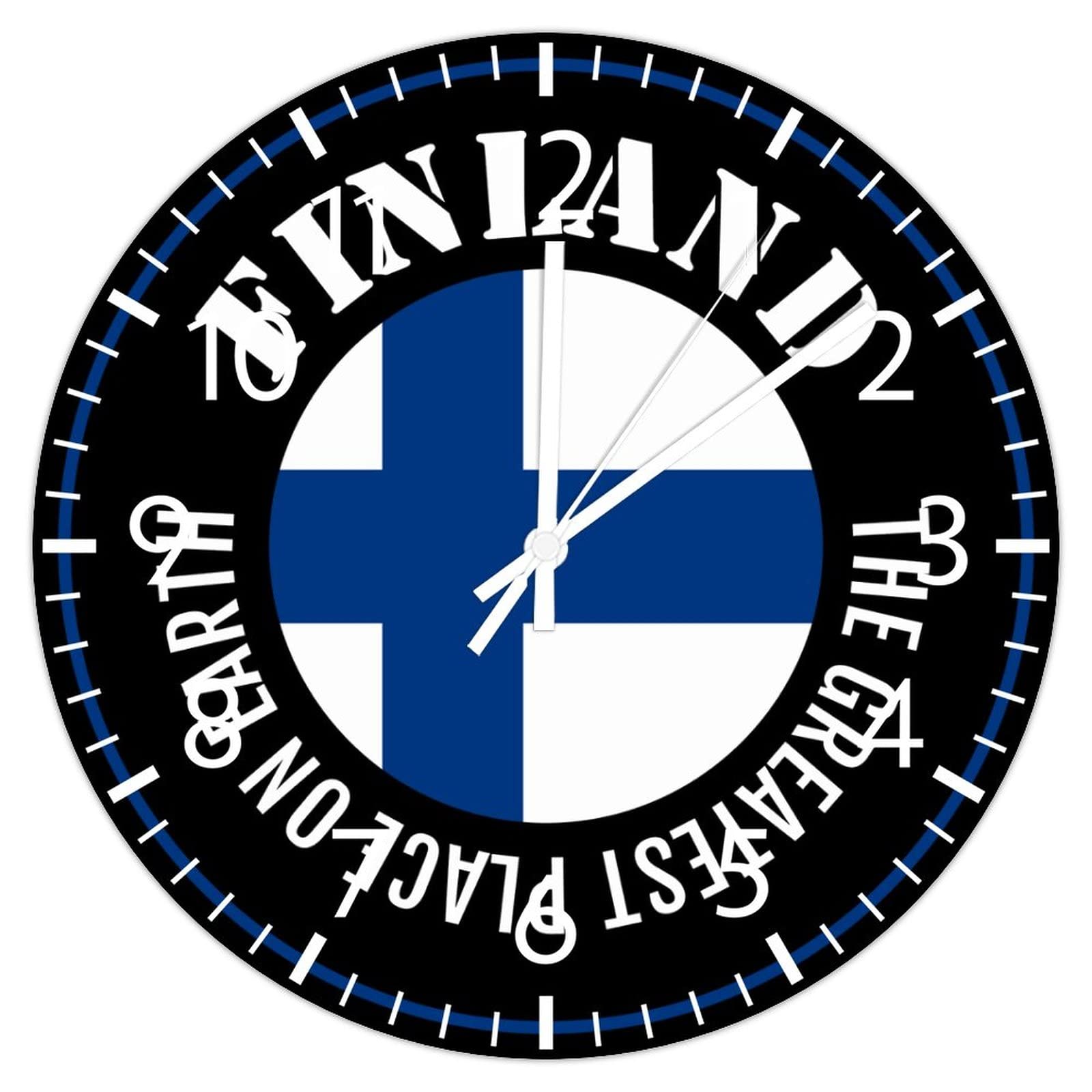 Horloge murale Finlande ronde en PVC 30,5 cm pour décoration maison