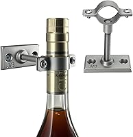 Vista 9 de Lily's Home Soporte de pared para botella de vino, diseño industrial con accesorios de montaje, funciona con botellas de vino o licor, acabado