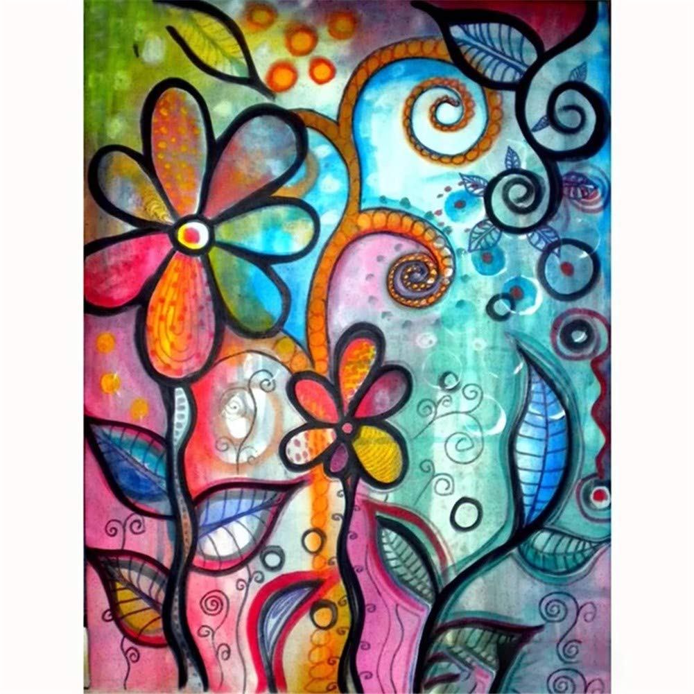 Kit Peinture de Diamant 5D Complet de Fleurs Colorées Broderie Point de Croix Grand Format 80x100cm