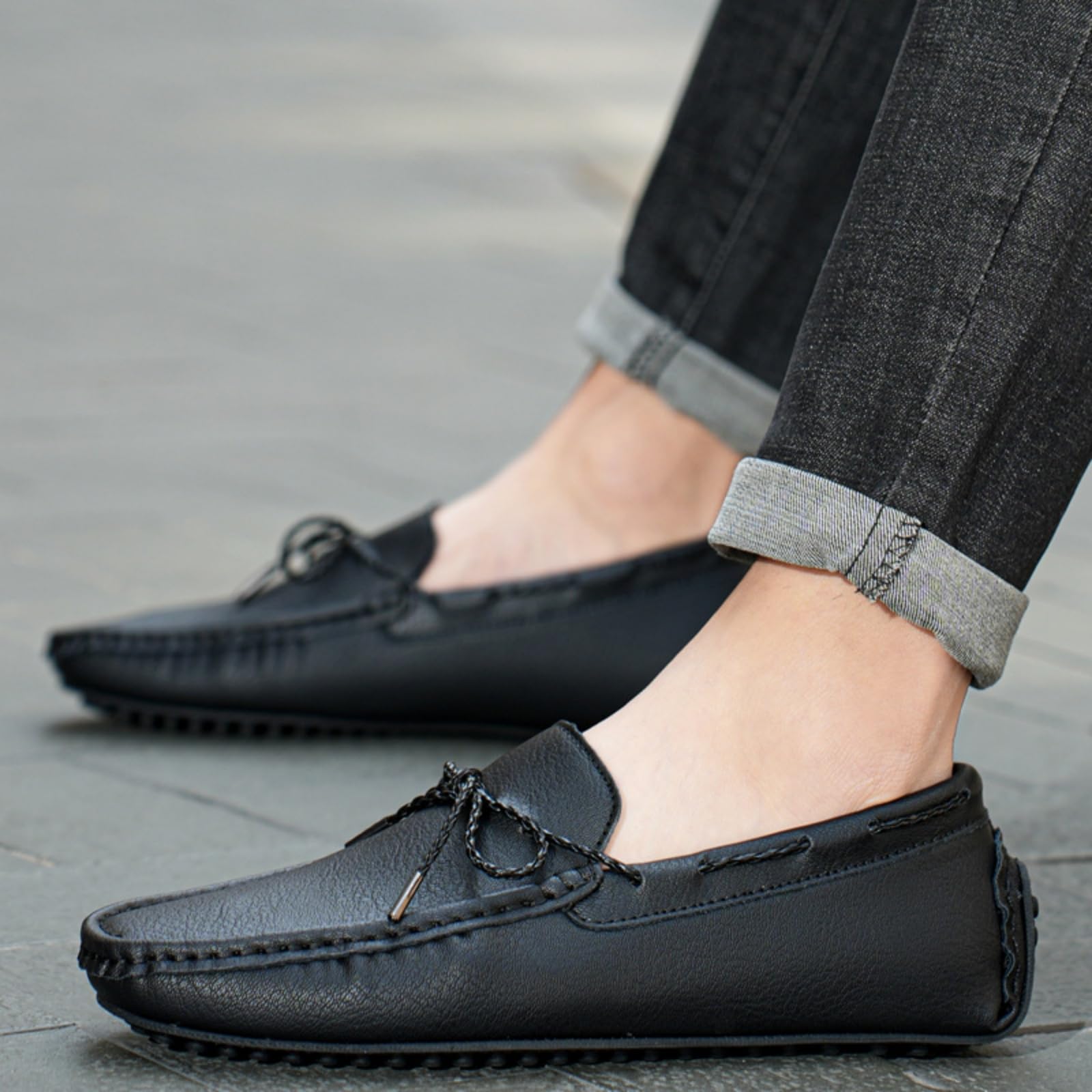 Hixingo Scarpe da Guida da Uomo in Pelle