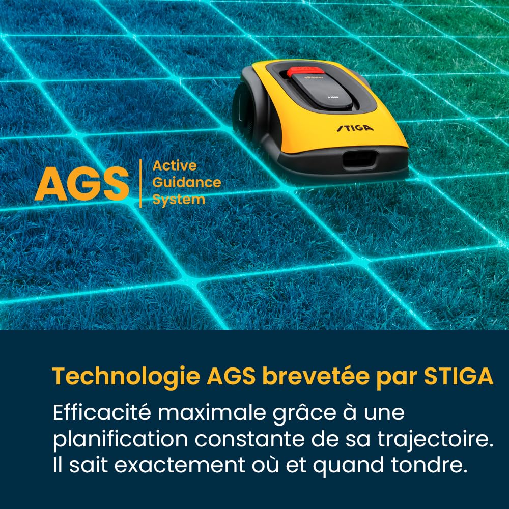 Robot Tondeuse Autonome STIGA A1500. Robot de Tonte sans Fil périmétrique (Max. 2500m²). Contrôlé Via Application, pentes jusqu'à 45%, 10 Zones de Tonte. Robot Tondeuse avec Navigation GPS-RTK & 4G