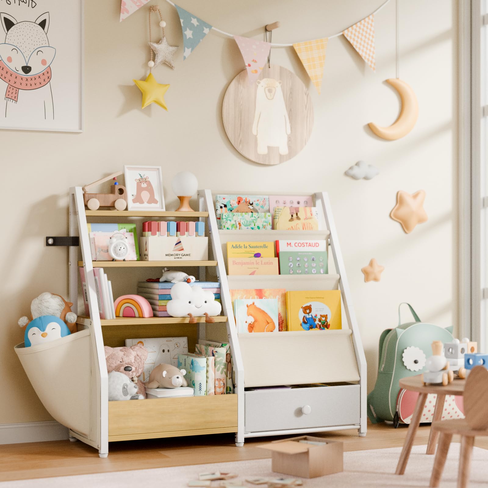 HAVLOTII Bibliothèque Enfant, Étagère Livres et Rangement Jouets