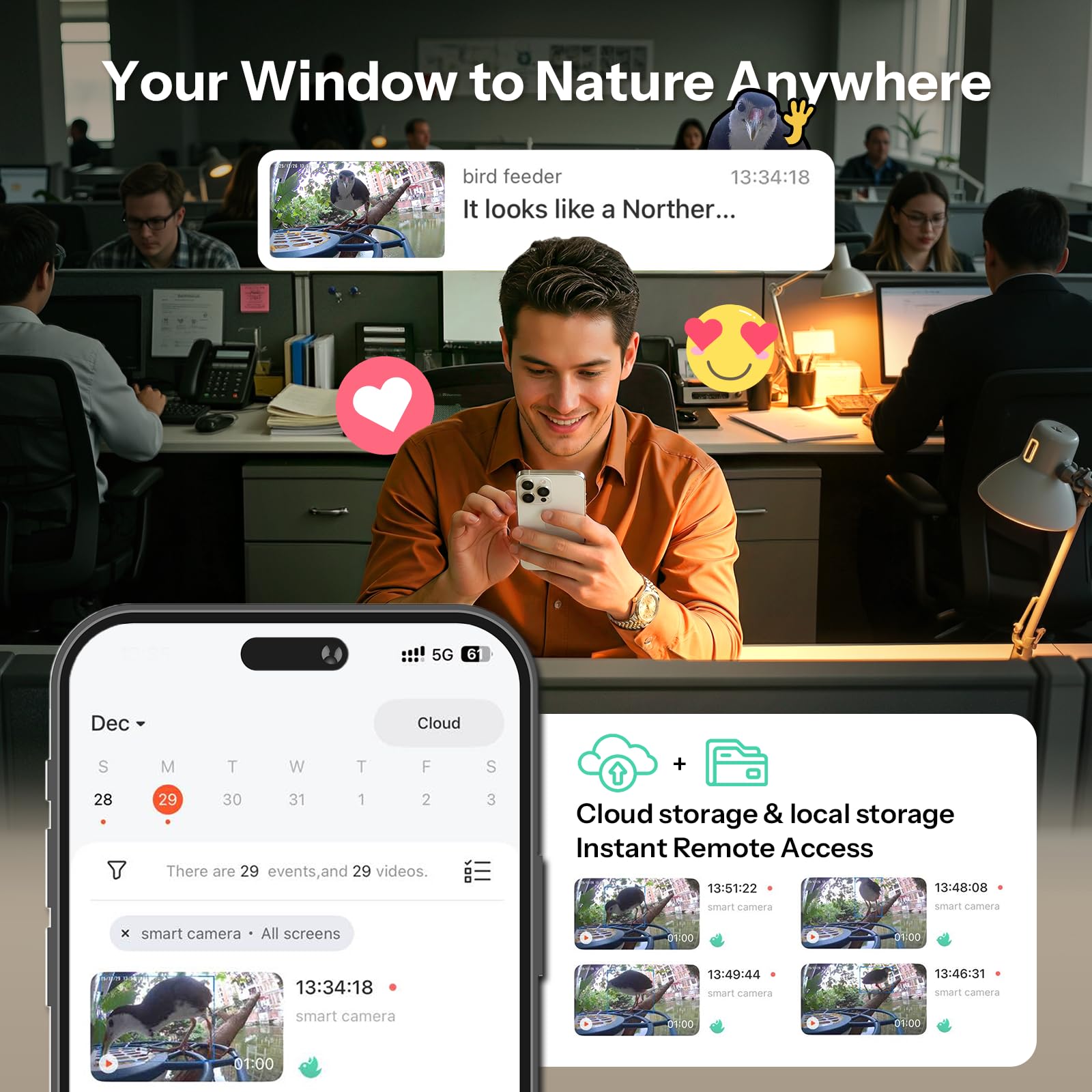 Smart Bird Feeder mit Kamera – 2K HD Smart Bird Feeder, solarbetriebenes Vogelhaus für den Außenbereich mit leicht zu reinigendem Design für Hinterhofvogel & Wildtier-Vogelbeobachtung