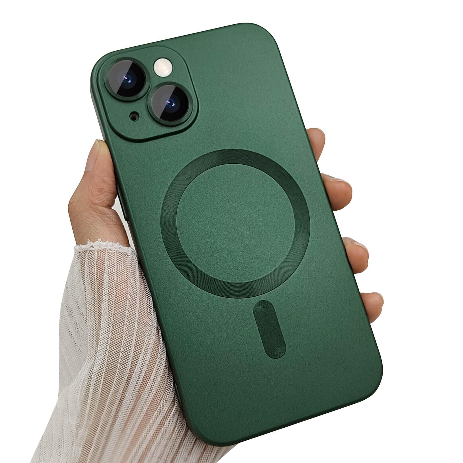 ankofave Magnetic Case for iPhone 15 Phone Case for Women Men, Cute Matte Luxury Soft Metallic Luster Design with Camera Lens Protector, Compatible