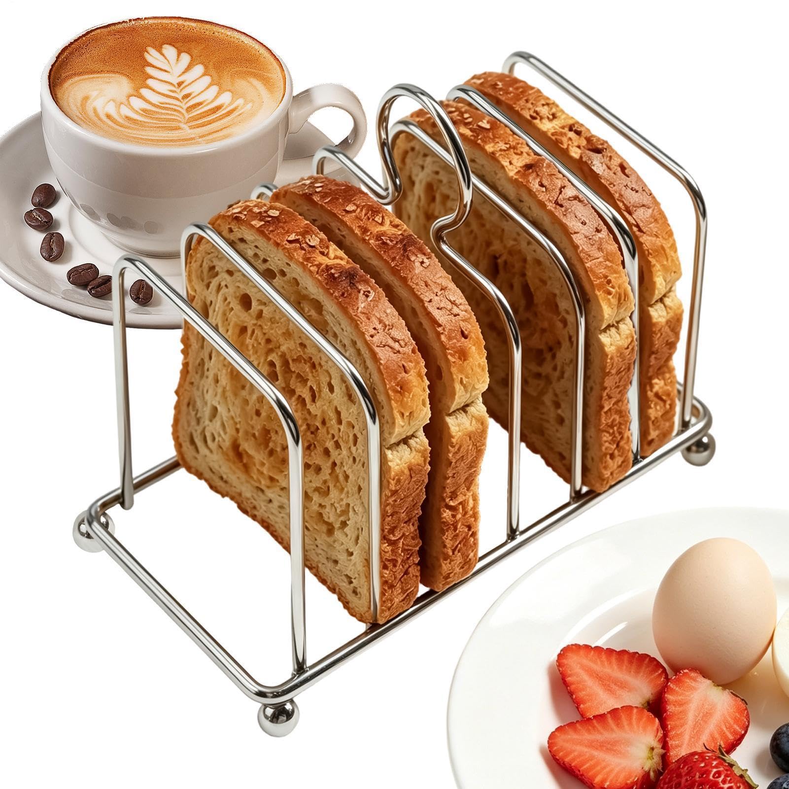 Toast-Halter, 6 Schlitze, Vintage-Stil, Edelstahl, Tisch-Display, Toast-Halter, Ständer, Lebensmittel-Display-Werkzeug, für Zuhause, Küche, Esszimmer, Wohnheim, Wohnung, Hotel