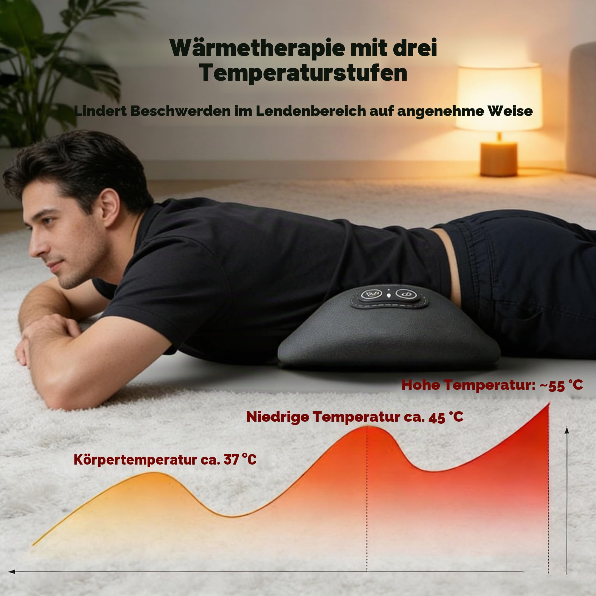 Curosleep Kissen, Curosleep - Triple Fusion Massagegerät (B) | Triple Method Massager - Traction Lifting Vibration Massages & Hot Compress, Rücken Massage Für Büro, Zuhause, Reise