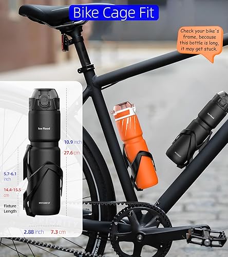 Miniatura 4 de Botella de agua aislada para bicicleta de 24 onzas, acero quirúrgico sin sabor a plástico, agarre más fuerte para MTB y grava, ChugSip 2 en 1, tapa