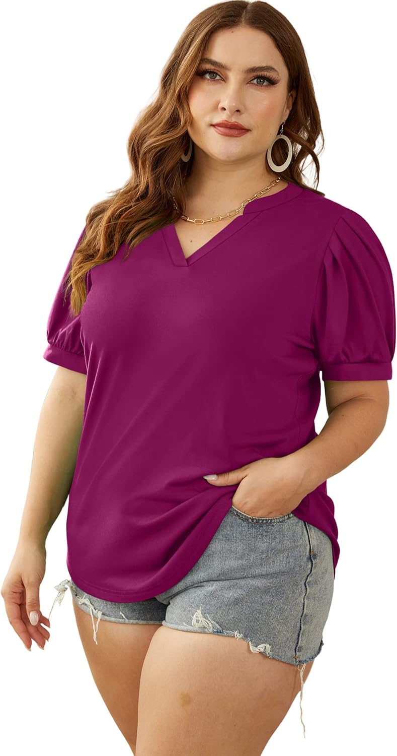 Women's Pleated Puff Sleeve Tops