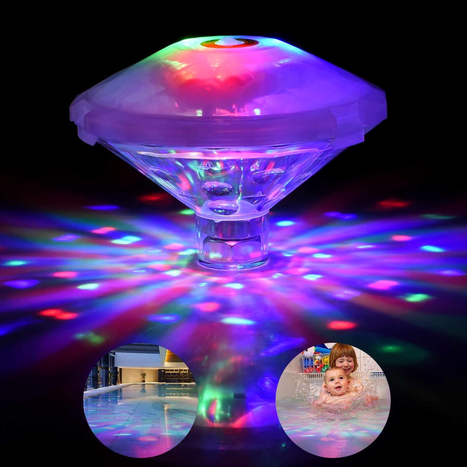 Waterproof Swimming Pool lights, Floating Pool Light Bulb for Pool, Pond, Hot Tub or Party Decorations, Baby Bath Lights for the Tub(7 Lighting Modes), Colorful Bath Toys Bathtub Led Light Toys