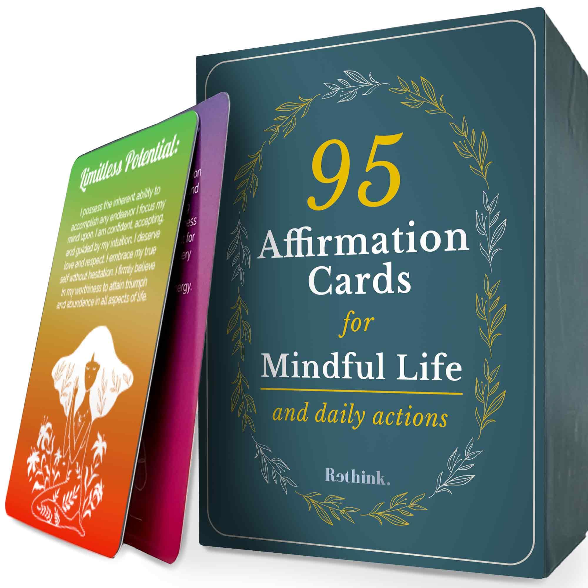 QUOKKAQUOKKA 95 Affirmation Cards - Anxiety Relief Items Meditation Cards for Mental Health - Calming Self Care for Women - Perfect Mindfulness Gift for Young & Adult
