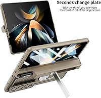 Vista 6 de Funda para Samsung Galaxy Z Fold 4 con soporte para S Pen (protección de bisagra), soporte magnético de anillo de 360°, cubierta de cámara