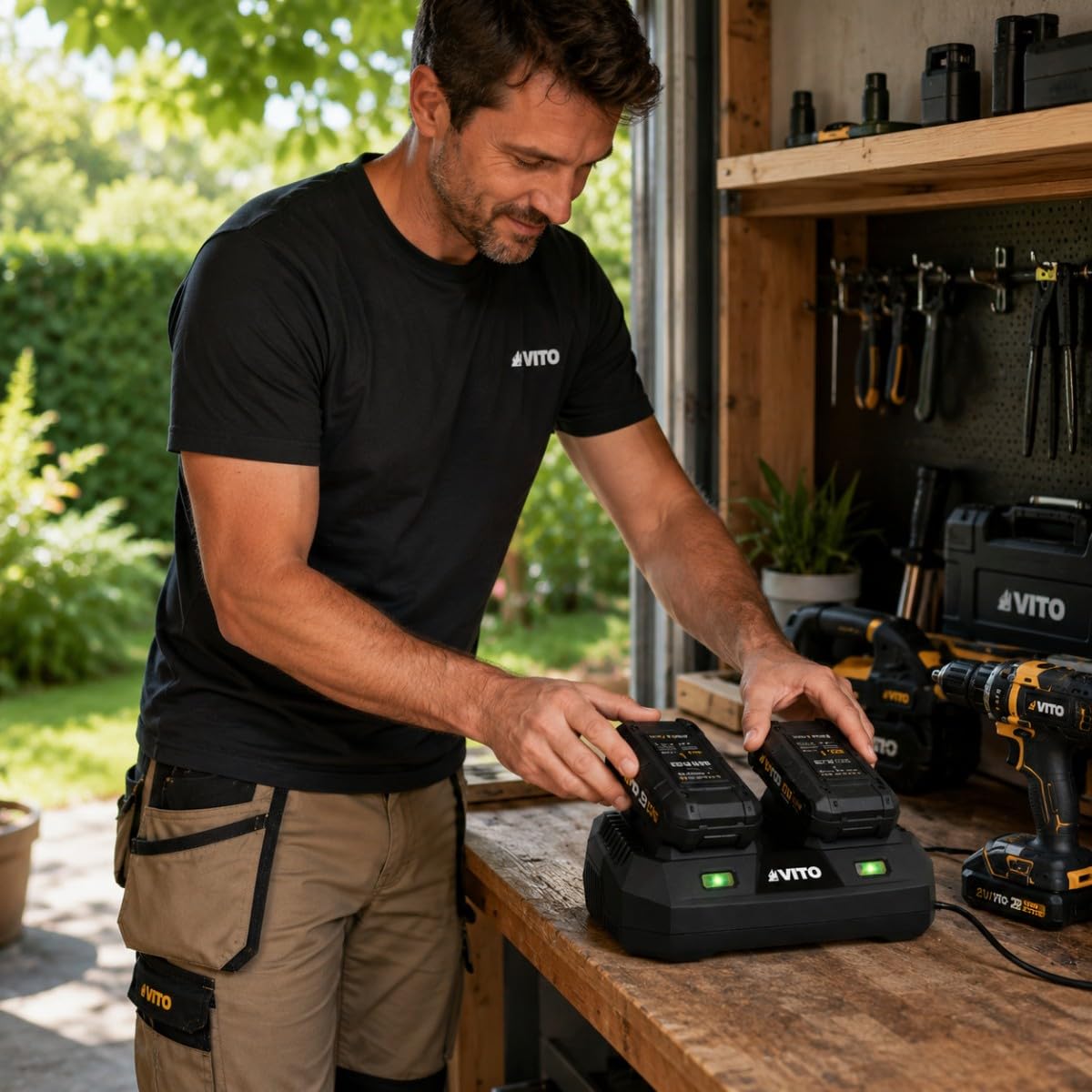 VITO – Cargador doble 20 V Gama EGO LI Herramientas Jardín y Brico