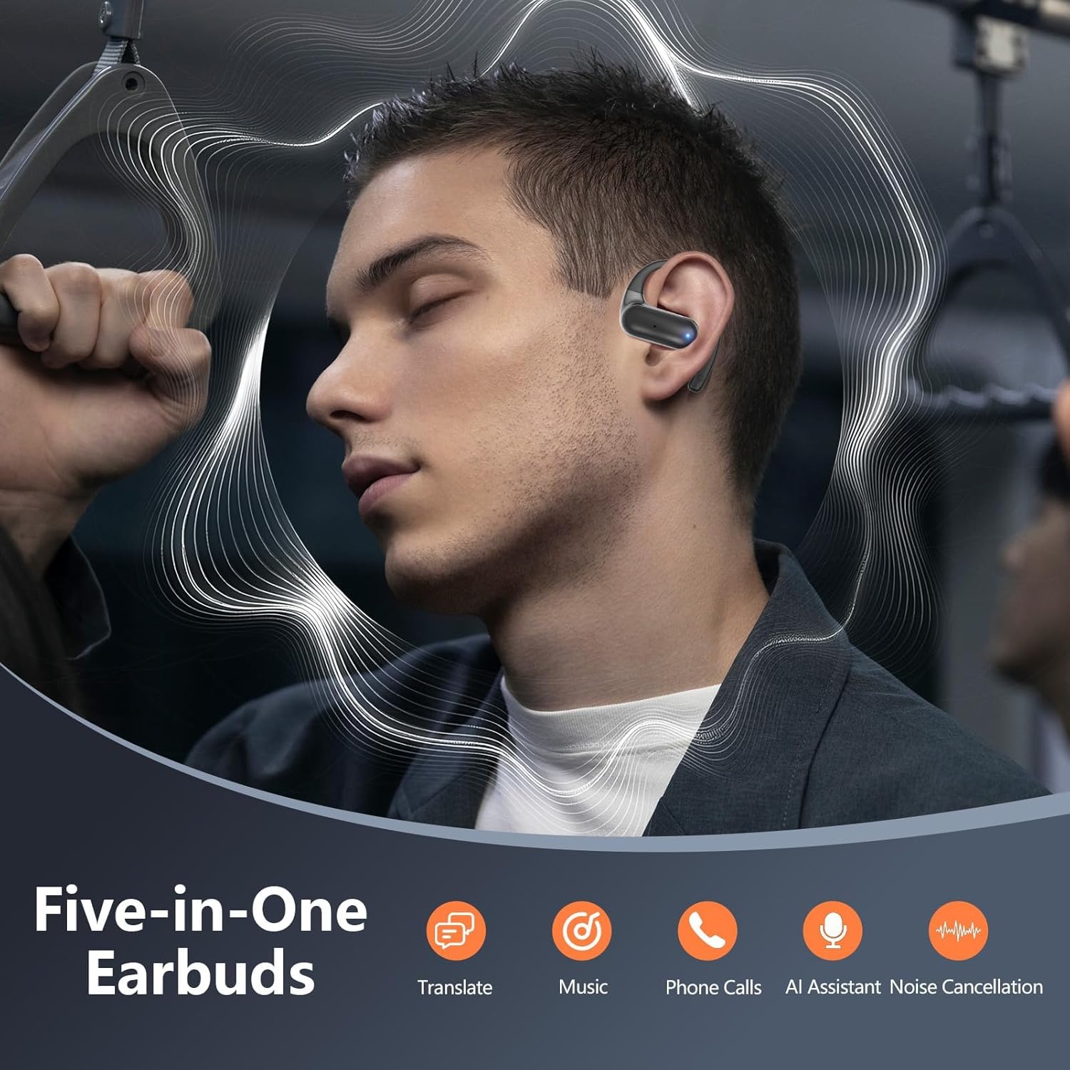 AI Translation Earbuds Real Time,182 Language Translator Earbuds,Audifonos Traductores Inglés Español,5-in-1 Open Ear Translator Device,Translating Earbud for Business Travel Learning