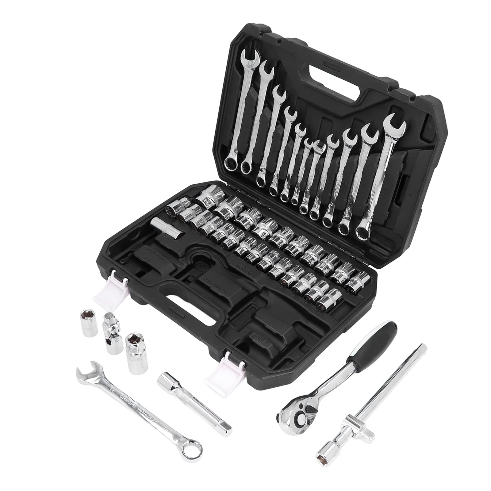 Dioche Set di Chiavi a Bussola a Cricchetto da 44 Pezzi, Kit di Strumenti di Riparazione Auto Universale Multifunzione in Acciaio