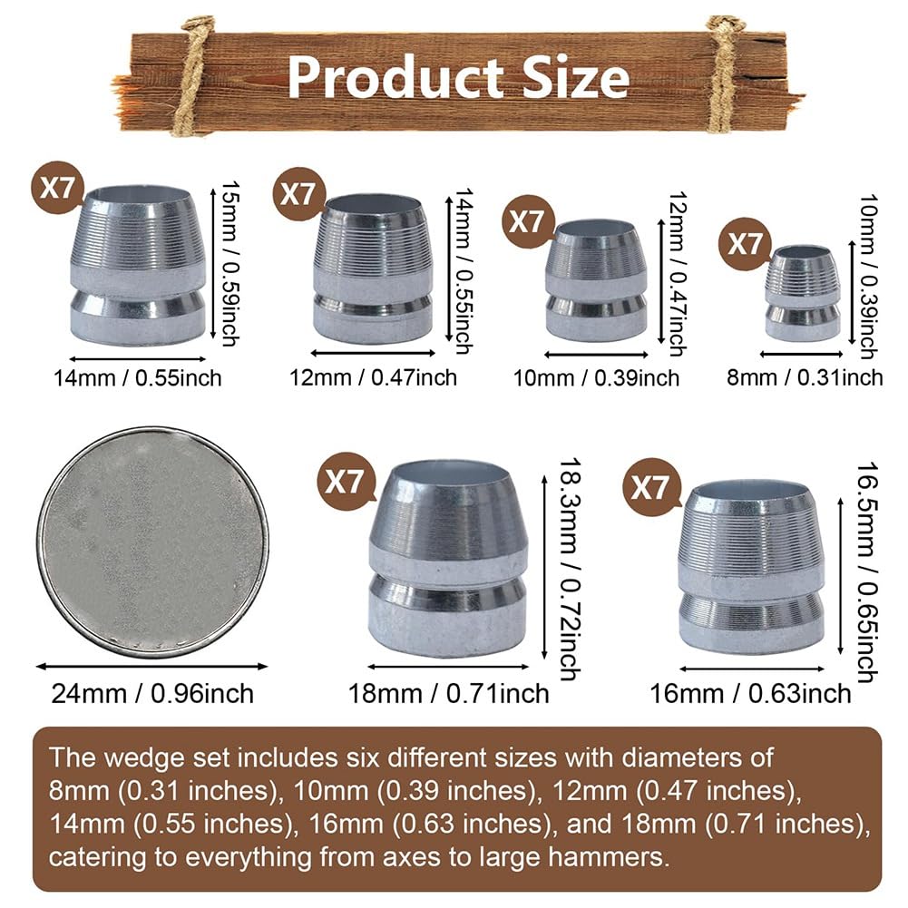 42 Stück Axtstielkeil Set | Metall | 8–18 Mm Dur Produktbild-Vorschau 6