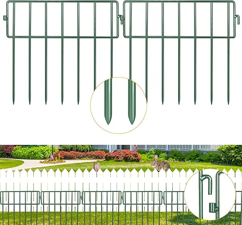 Miniatura 2 de Adavin Valla de barrera de animales verdes, paquete de 28 unidades de 12 pulgadas de largo x 10 pulgadas de alto, valla decorativa de jardín sin