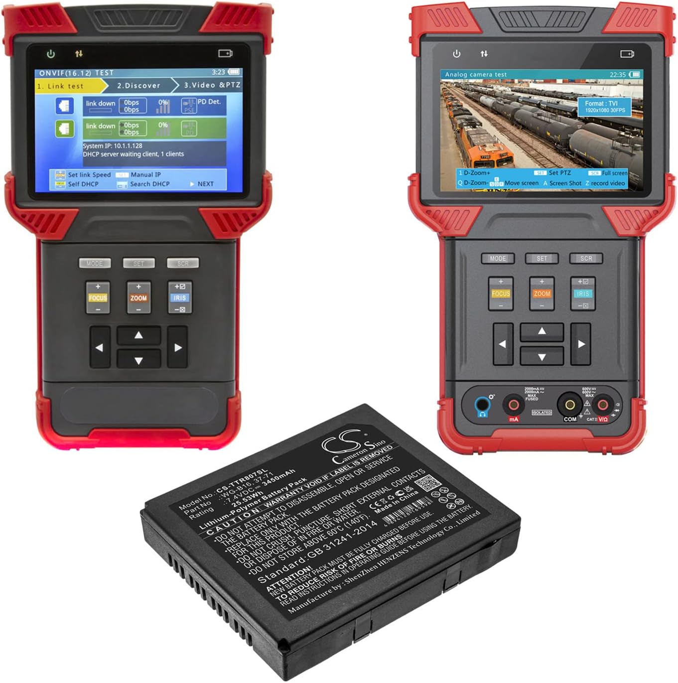 Cameron Sino Battery for Triplett CamView IP Pro, CamView IP Pro 5” Camera Teste, TRI-8070, TRI-8071, TRI-8072, TRI-8073, TRI-807x PN:Triplett 37-105, 37-71, WG-B16 3450mAh