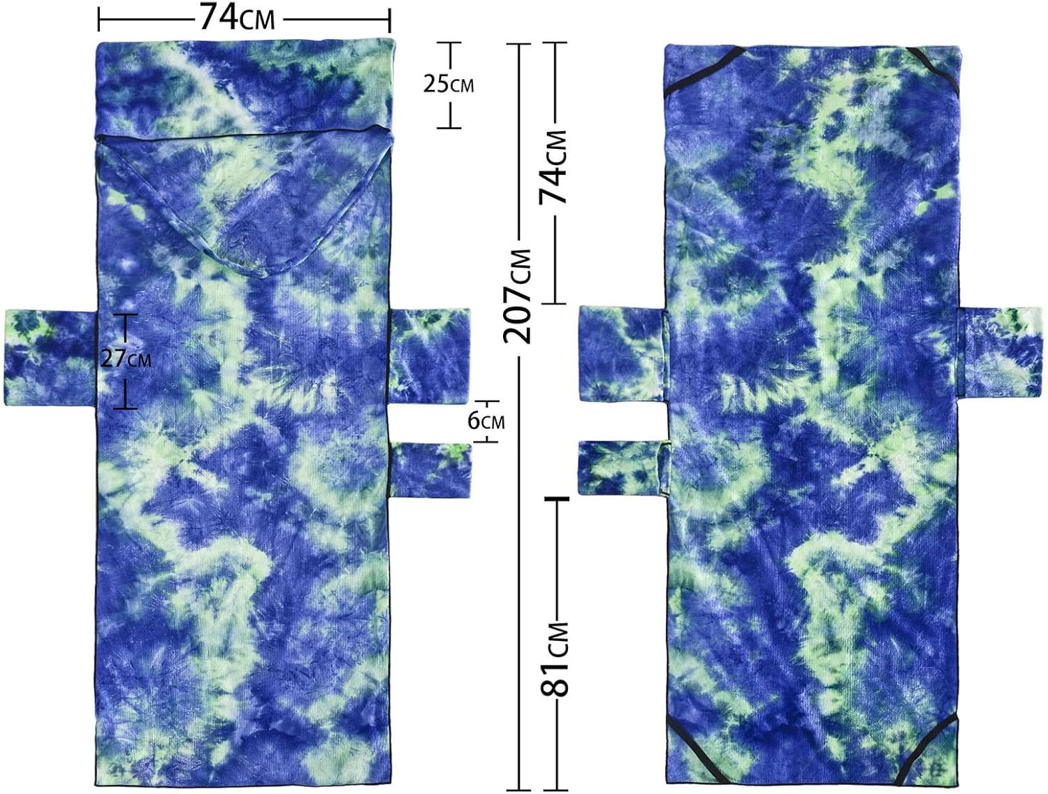 Beach Chair Cover, Summer Lounger Sunbathing Patio Chaise Lounge Covers with Side Pockets,Tie Dye Beach Towel Pool Chair Cover(I,75 * 210cm)