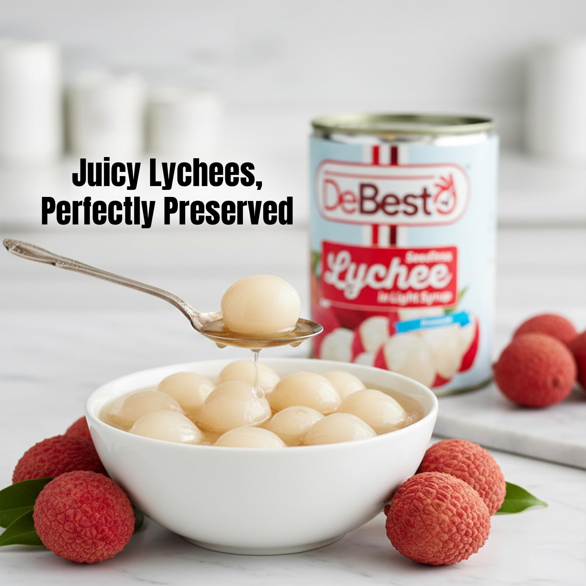 De Besto Premium, Imported Seedless Lychee 567 Gm (Easy Open Can) 2