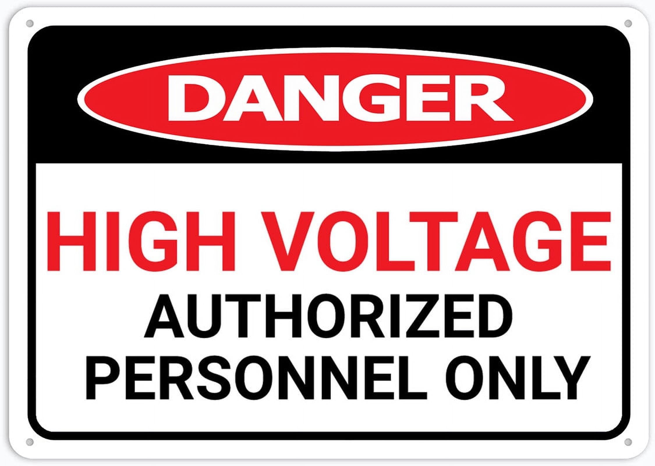 Danger High Voltage - Authorized Personnel Only Sign - Rust-Free Aluminum 12"x8", Pre-Drilled Holes, Weather Resistant for Business
