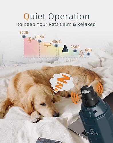 Miniatura 5 de Molinillo de uñas para perros súper silencioso (45 db) de 6 velocidades con 2 luces LED de 12000 RPM y 3 puertos de molienda profesional recargable