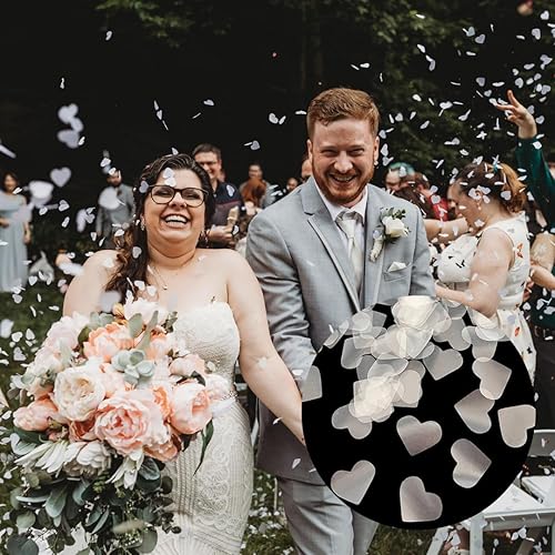 Papel de arroz soluble en agua, confeti blanco en forma de corazón, 28000 piezas, 5.29 oz de confeti biodegradable, corazones para enviar fuera al