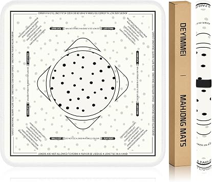 Deyimmei Neoprene Mahjong Mat for Table 31.5"x31.5" - Non-Slip, Noise Reduction Cover with Storage Pockets, American Rules & Crease-Free Rolled Shipping Polka Dot Play
