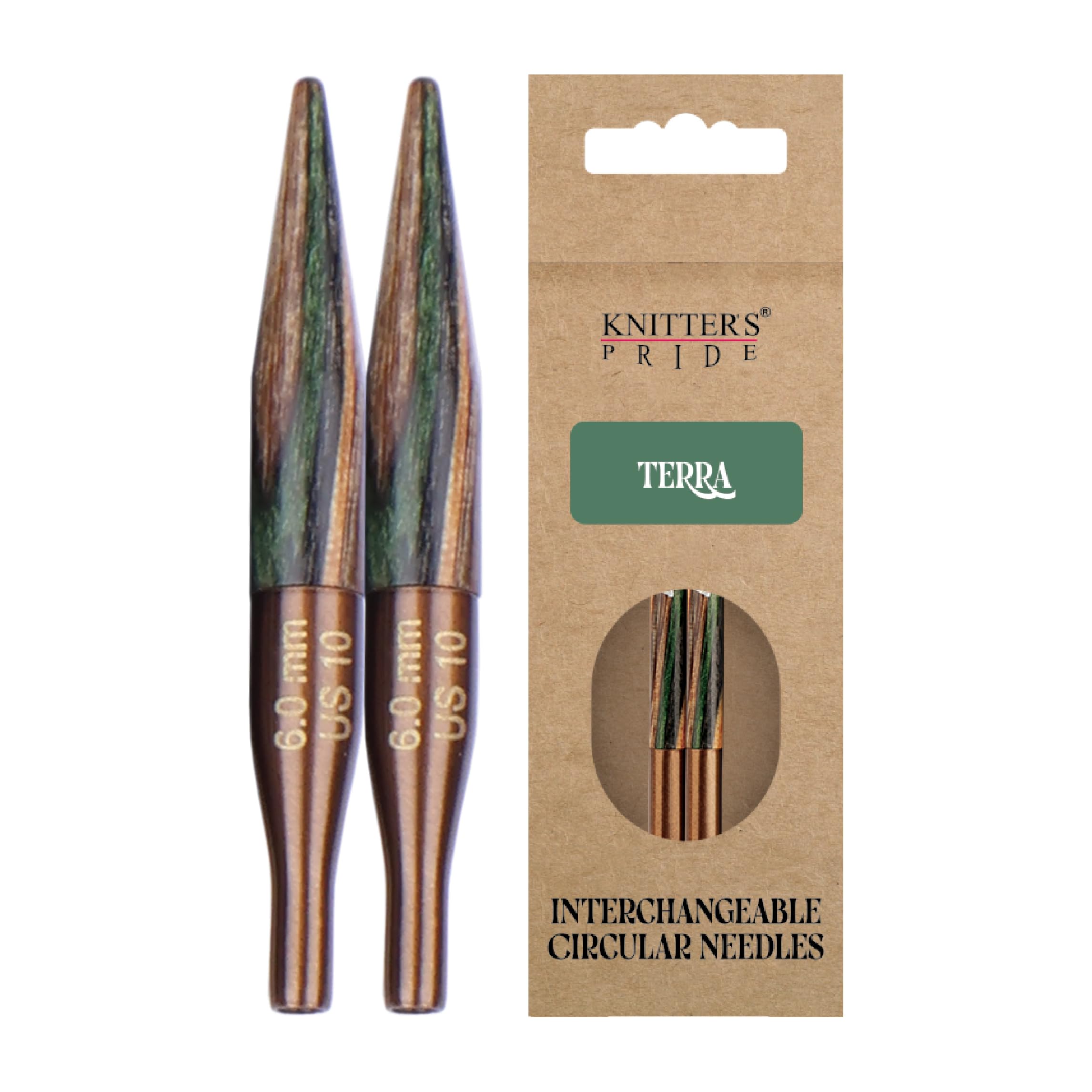 Knitter's Pride Green/Brown Terra Mini Interchangeable Knit Tips 6.0 Mm, 5 Cm - 1 Piece