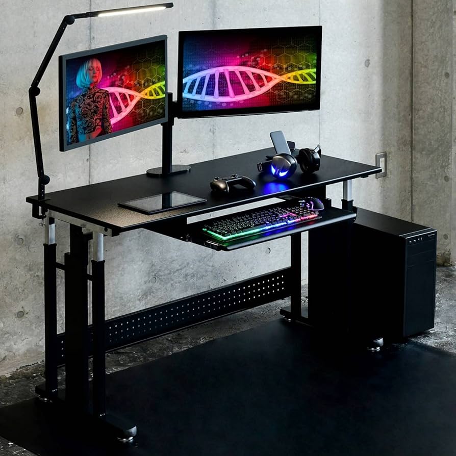 Amazon.co.jp: [山善] ゲーミングデスク 高さ65-80.5cm スライダー付き