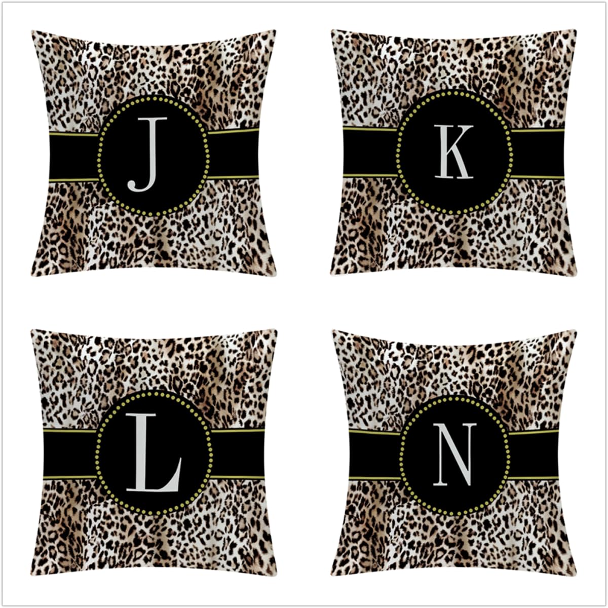 Fodere Per Cuscini 70x70cm Fodere per cuscini Federe per cuscini decorativi in Lino Protezioni con cerniera invisibile per divano Divano Sedia per auto Stampa leopardata nera