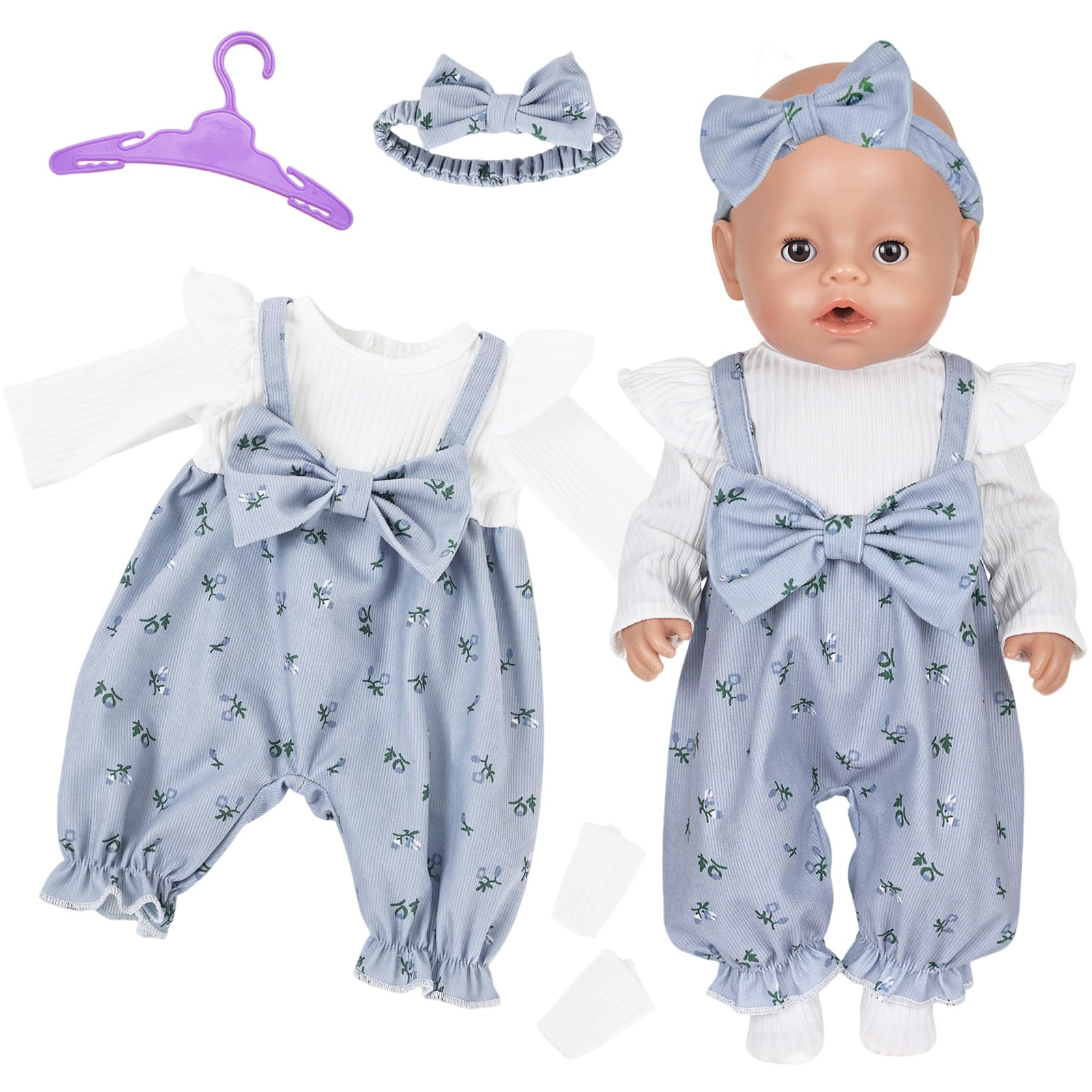 4 Pcs Doll Clothes for 14–17 Inch (35–43 cm) Dolls, Cute Doll Romper Set