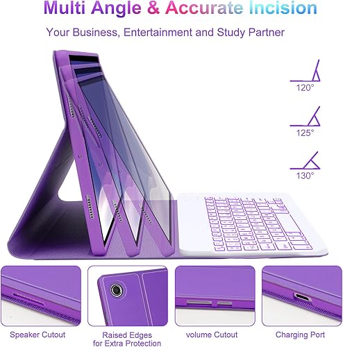 Miniatura 4 de IVEOPPE Funda de teclado retroiluminada para Samsung Galaxy Tab A8 de 10.5 pulgadas 2022, teclado Bluetooth inalámbrico desmontable magnético con