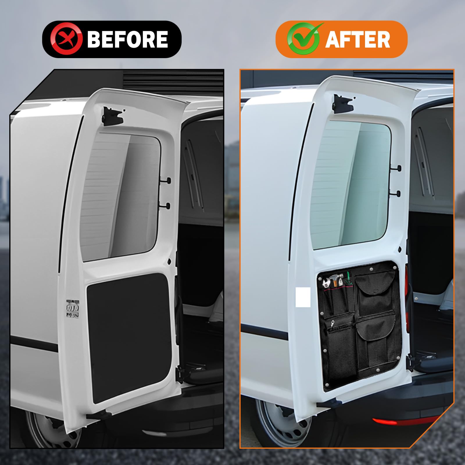 Organizer per Borse per Porta Posteriore per VW Caddy 2003-2021 | 2pcs Borse Portaoggetti per Camper, Organizer per Interni Furgone